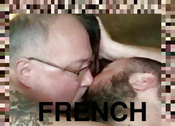 Sensuous Deep FRENCH KISSING by Three Mature Bears + 2 BJs