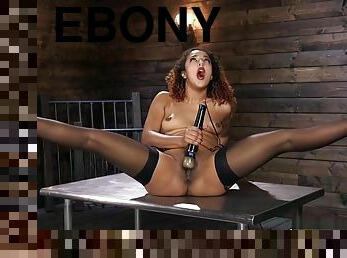 Machine ebony babe squirts twice during solo masturbation