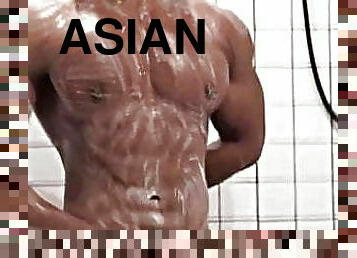 asiático, bañando, papá, gay, paja, papi, musculada, filipino