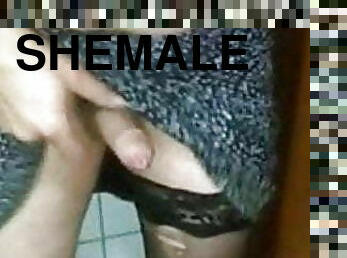 masturbation, shemale, amatör, mogen, avrunkning, ladyboy, strumpor, sprut, underkläder, ensam