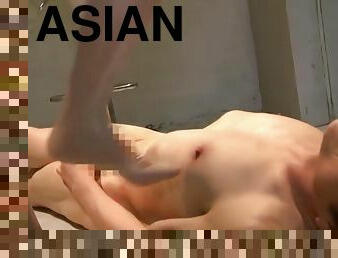 asiatisk, cumshot, japansk, galen, fötter, strumpor, fetisch, exotisk