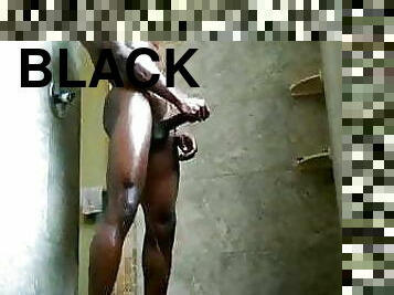 Black Muscle shower time