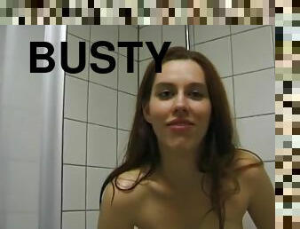 Busty babe masturbating in the shower - Julia Reaves
