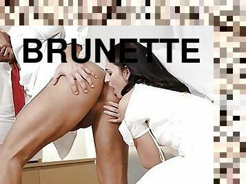 braut, muschi, junge, europäische, euro, hochzeit, brunette, randarbeite