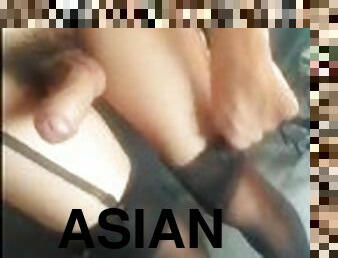 asiatisk, masturbation, shemale, amatör, cumshot, transa, ladyboy, sprut