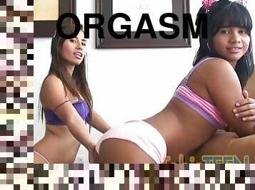 orgasme, lesbian-lesbian, remaja, latina, pacar-perempuan