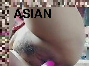 asiatisk, masturbation, fitta-pussy, kvinnligt-sprut, hemmagjord, japansk, vacker, dildo, petit, close-up