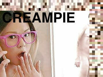 asien, groß-titten, muschi, immens-glied, creampie, schwester, vagina, titten, nahaufnahme, arschloch