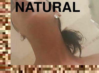 Natural tits Eurobabe Terra Sweet fingering pussy in shower