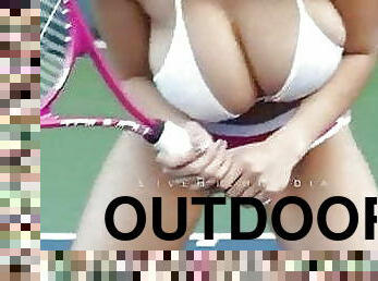 tetas-grandes, al-aire-libre, deporte, babes, tenis, morena