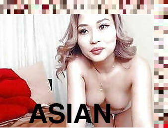 asiatisk, onani, fisse-pussy, mager, lille, lille-tiny, brunette, små-patter