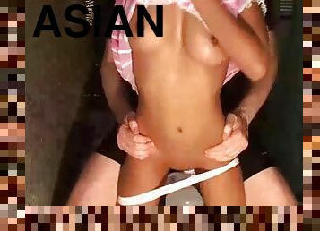 asiatisk, teenager, thailænder, liderlig, hvid, pik