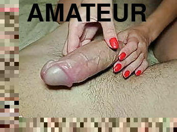 amateur, ejaculation-sur-le-corps, énorme-bite, maison, branlette