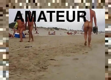 amateur, cámara, playa, voyeur