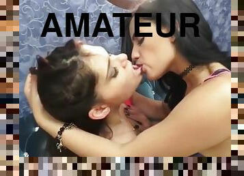 Two brazilian stunning ladies kiss.
