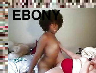 Ebony ts and a white BBW have intense sex