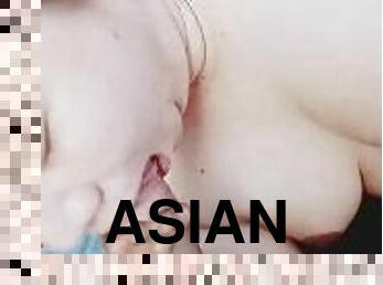 asiatisk, röv, avsugning, milf, mamma, par, blond