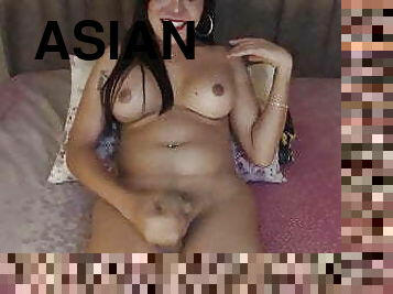 asiatisk, röv, storatuttar, gigantisk, masturbation, shemale, juckande, sprut, webbkamera, ensam