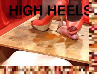 Cock trample with high heels