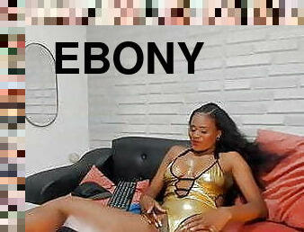 Ebony in Gold Lingerie Teasing