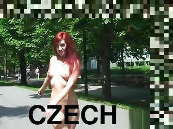 nudisti, u-javnosti, amaterski, kamera, voajer, crvenokose, slatko, savršeni, česi, park