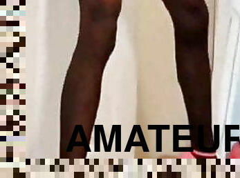 transsexuelle, amateur, mature, ébène, énorme-bite, jouet, black, bas, webcam, solo