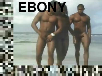 Nude Beach - Hot Ebony MMF Island Threesome