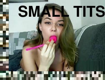 masturbation, leksak, fingerknull, små-bröst