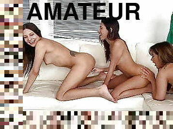 gros-nichons, orgie, fête, chatte-pussy, amateur, lesbienne, allemand, sexe-de-groupe, doigtage, trio