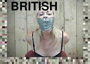 extrem, bdsm, bunden, blond, brittisk, gagging, bondage