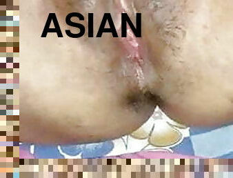 asiatisk, masturbation, fitta-pussy, fru, fingerknull, vagina, close-up