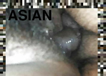 asiatique, clito, levrette, poilue, femme, mature, black