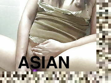 asiatisk, masturbation, orgasm, tonåring, leksak, creampie, fingerknull, kåt, dildo, filipinsk