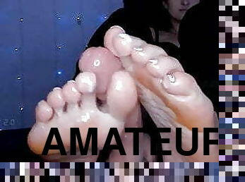 amateur, pieds, webcam