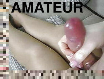 collants, amateur, ejaculation-sur-le-corps, ados, branlette, pieds, point-de-vue, jeune-18, ejaculation, fétiche