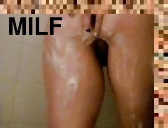 Milf fingering asshole in shower