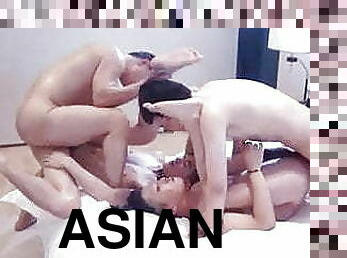 asiático, orgía, delgada, anal, mamada, juguete, gay, sexo-en-grupo, musculada, gay-joven