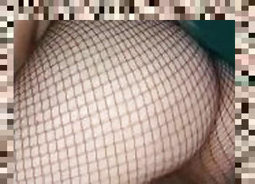 skinny girl masturbating with dildo in close-up