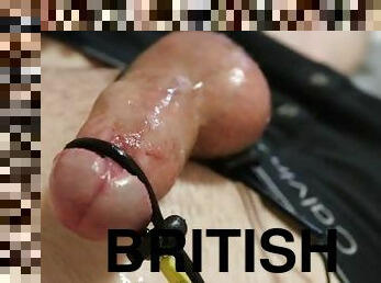 Being edged by my e-stim toy - British lad with precum