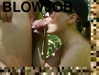 Blowjob In The Park From A Depraved Redhead Wife