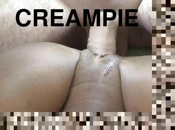 POV interracial fuck and creampie amateur