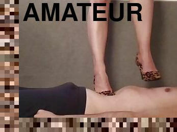 amatör, milf, bdsm, par, fötter, blond, fetisch, bondage, höga-klackar