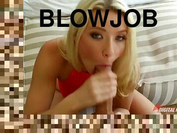 Blonde bitch anikka albrite gets her mouth full of cock