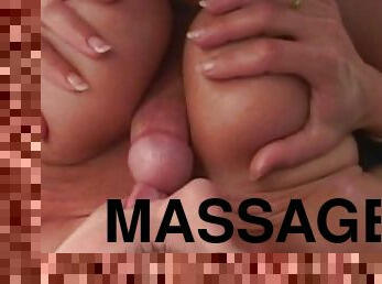Blonde with BIG Tits give Massage get Titty Fucked Cum on Twice Fucked by MILF Hunter