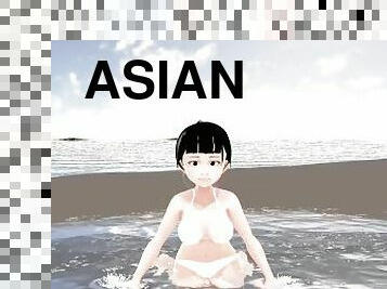 asiatisk, anime, hentai, bikini, vit