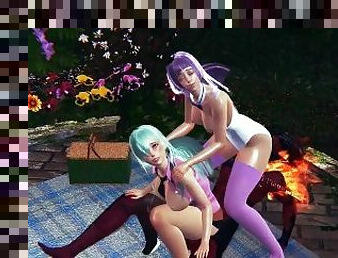 Nanatsu no Taizai Elizabeth Liones and Melascula having fun with the demon