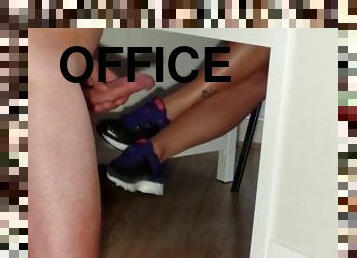 footjob in office under desk