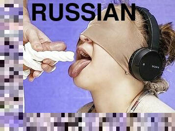 ruso, adolescente, jóvenes18, corrida, mona, ojos-vendados, polla