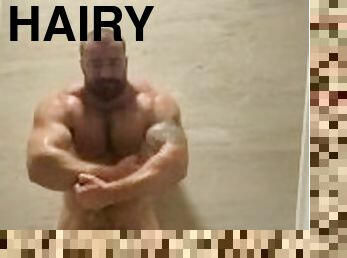 baden, papa, haarig, immens-glied, homosexuell, dusche, allein, sack, vati, muskulös