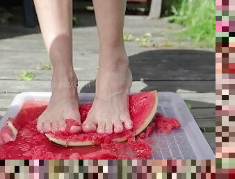 Crushing Watermelon Barefoot